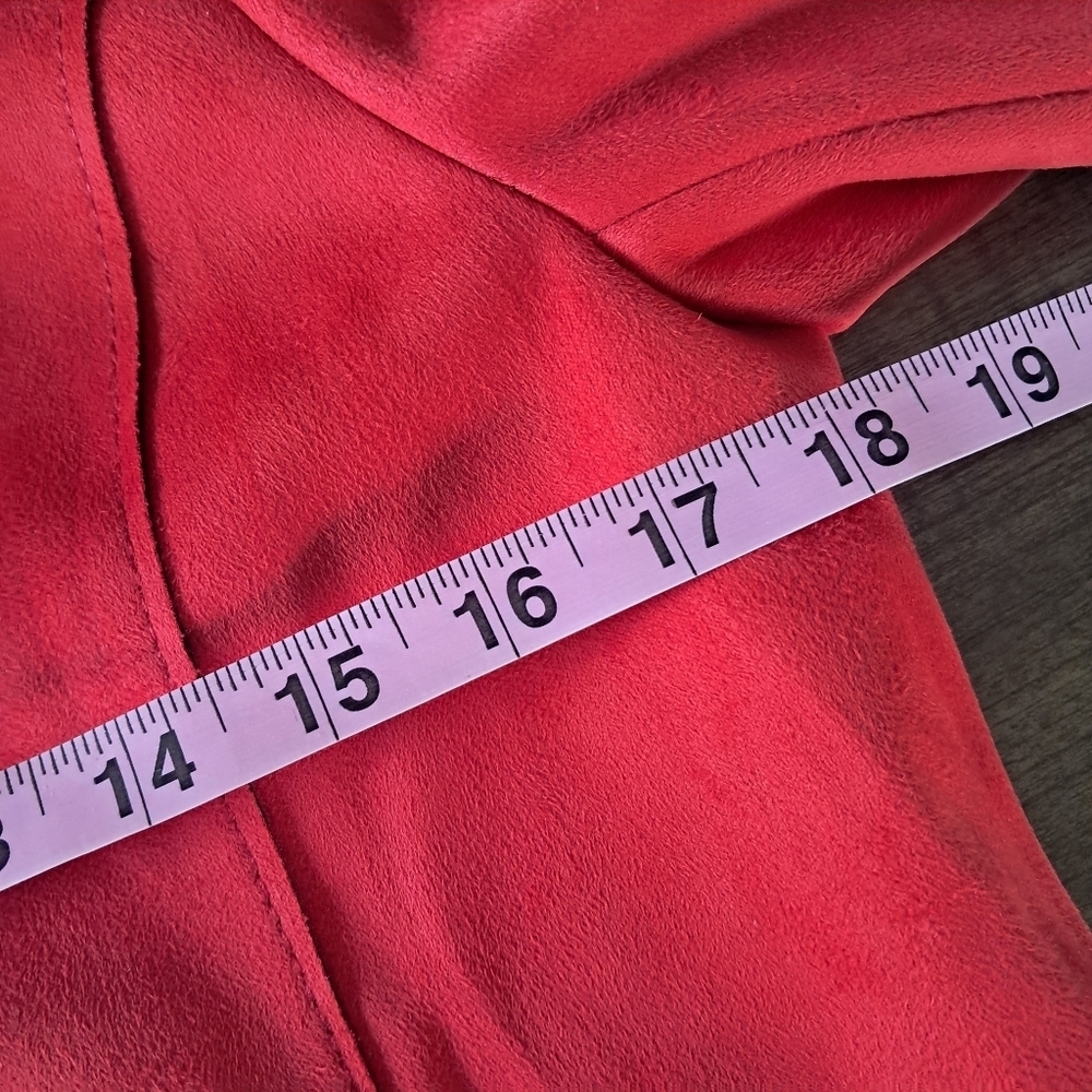 H&M Red Faux-Suede Moto Full-Zip Jacket Size 6 - Picture 8 of 8